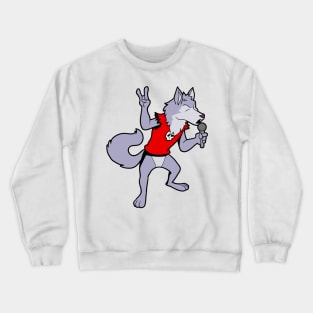 Singing rock dog with microphone - Wolf Crewneck Sweatshirt